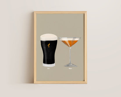 Black Stout & Pornstar Martini Couples Drink Print