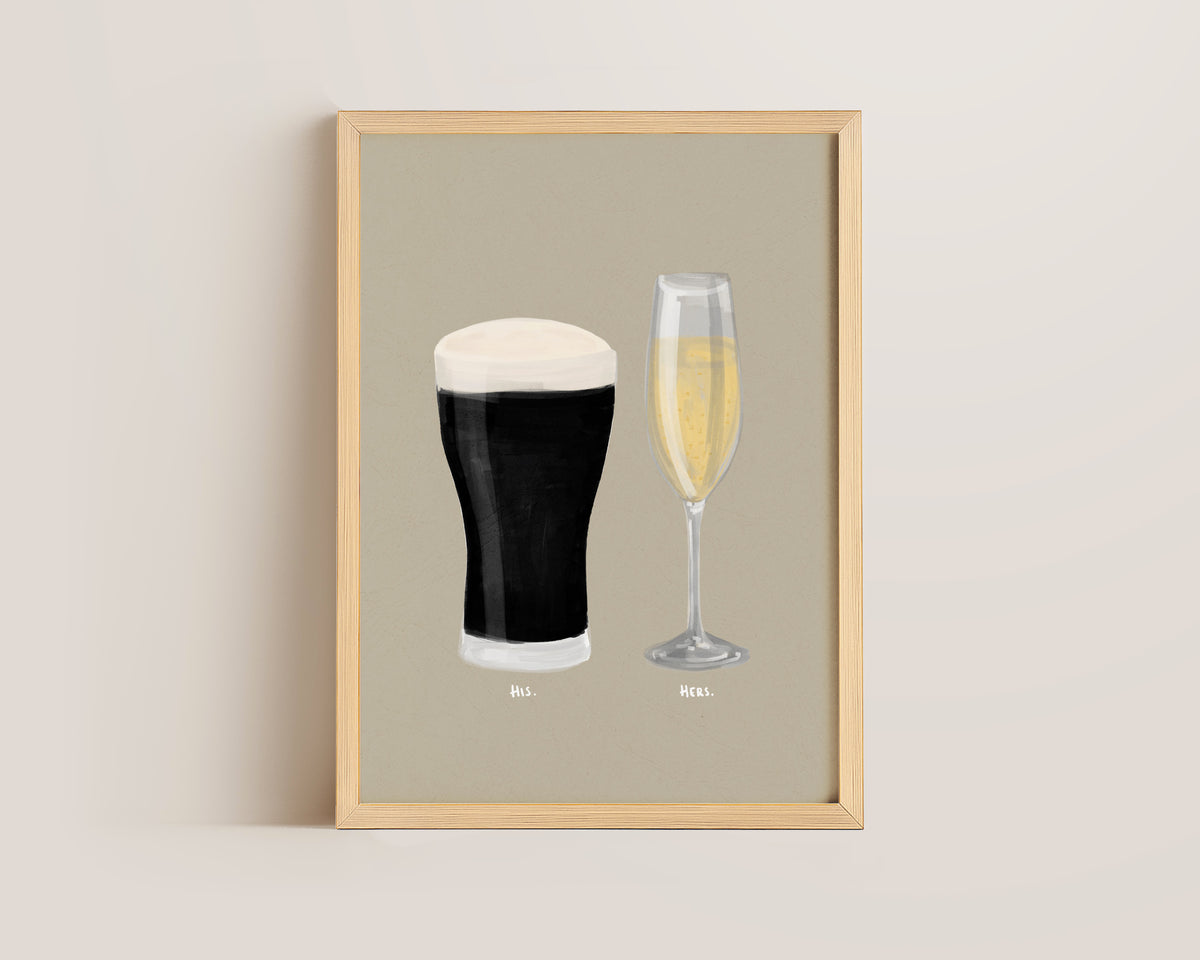 Black Stout & Prosecco Couples Drink Print