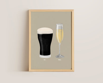 Black Stout & Prosecco Couples Drink Print