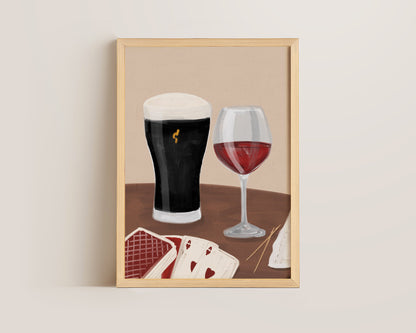 Black Stout & Red Wine Date Night Print
