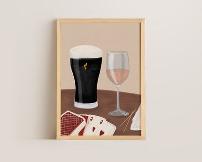 Black Stout & Rose Wine Date Night Print