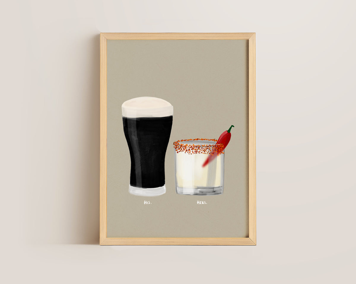 Black Stout & Spicy Margarita Couples Drink Print