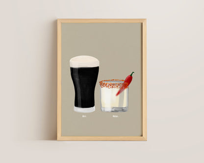 Black Stout & Spicy Margarita Couples Drink Print