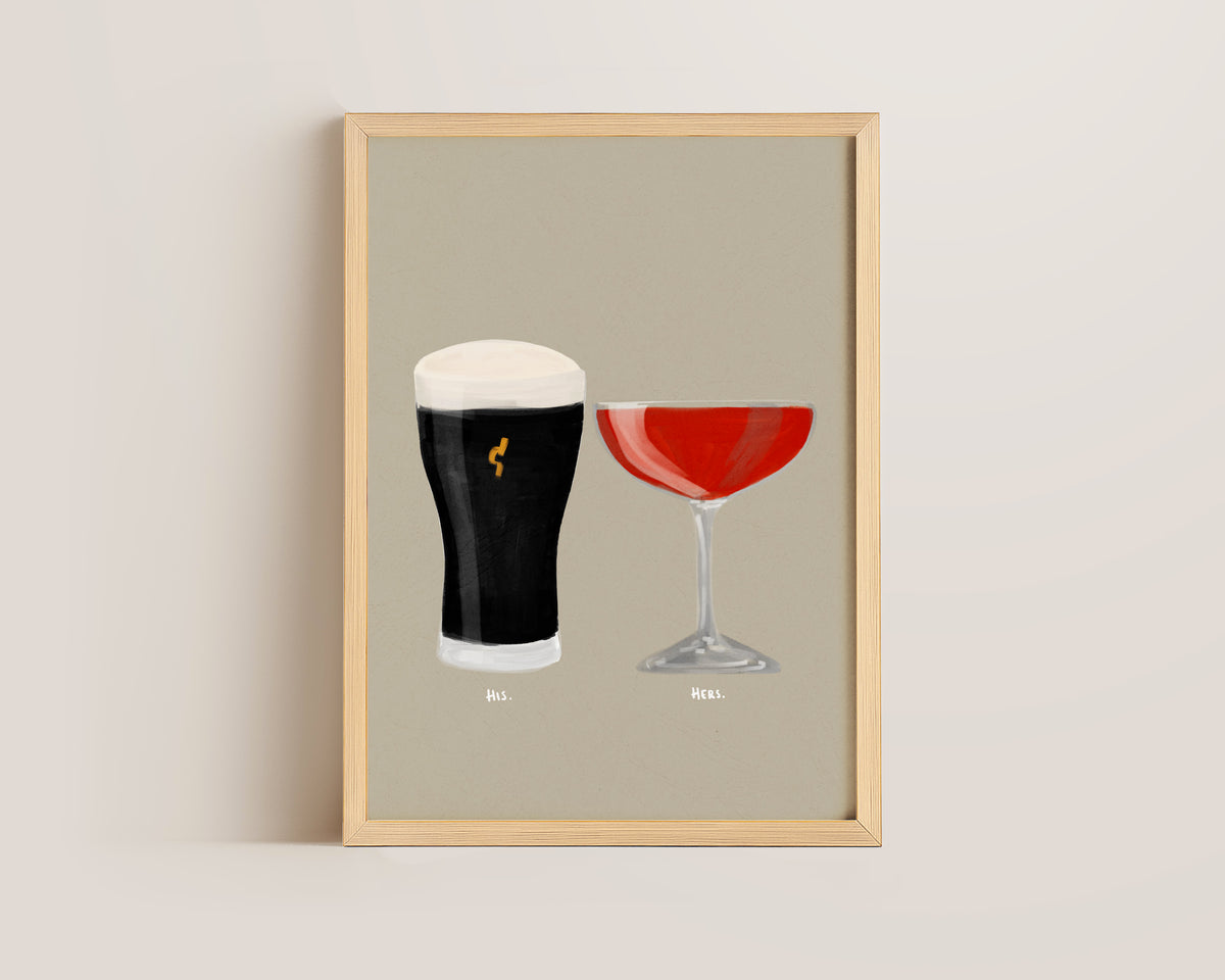Black Stout & Strawberry Daiquiri Couples Drink Print