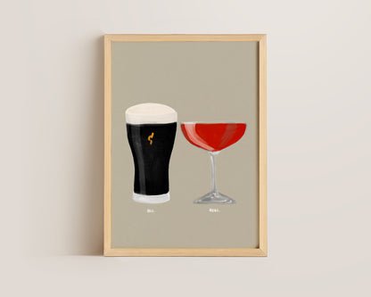 Black Stout & Strawberry Daiquiri Couples Drink Print