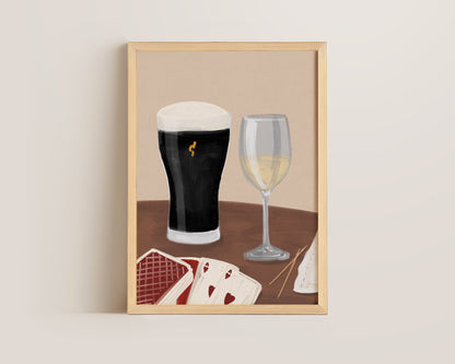 Black Stout & White Wine Date Night Print