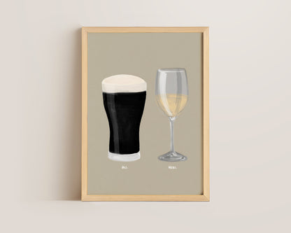 Black Stout & White Wine Couples Drink Print