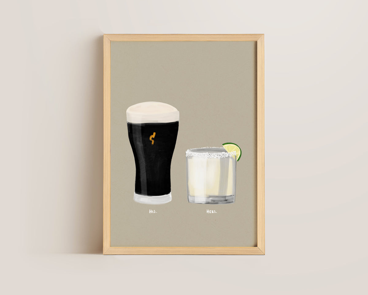Black Stout & Margarita Couples Drink Print