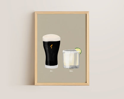 Black Stout & Margarita Couples Drink Print