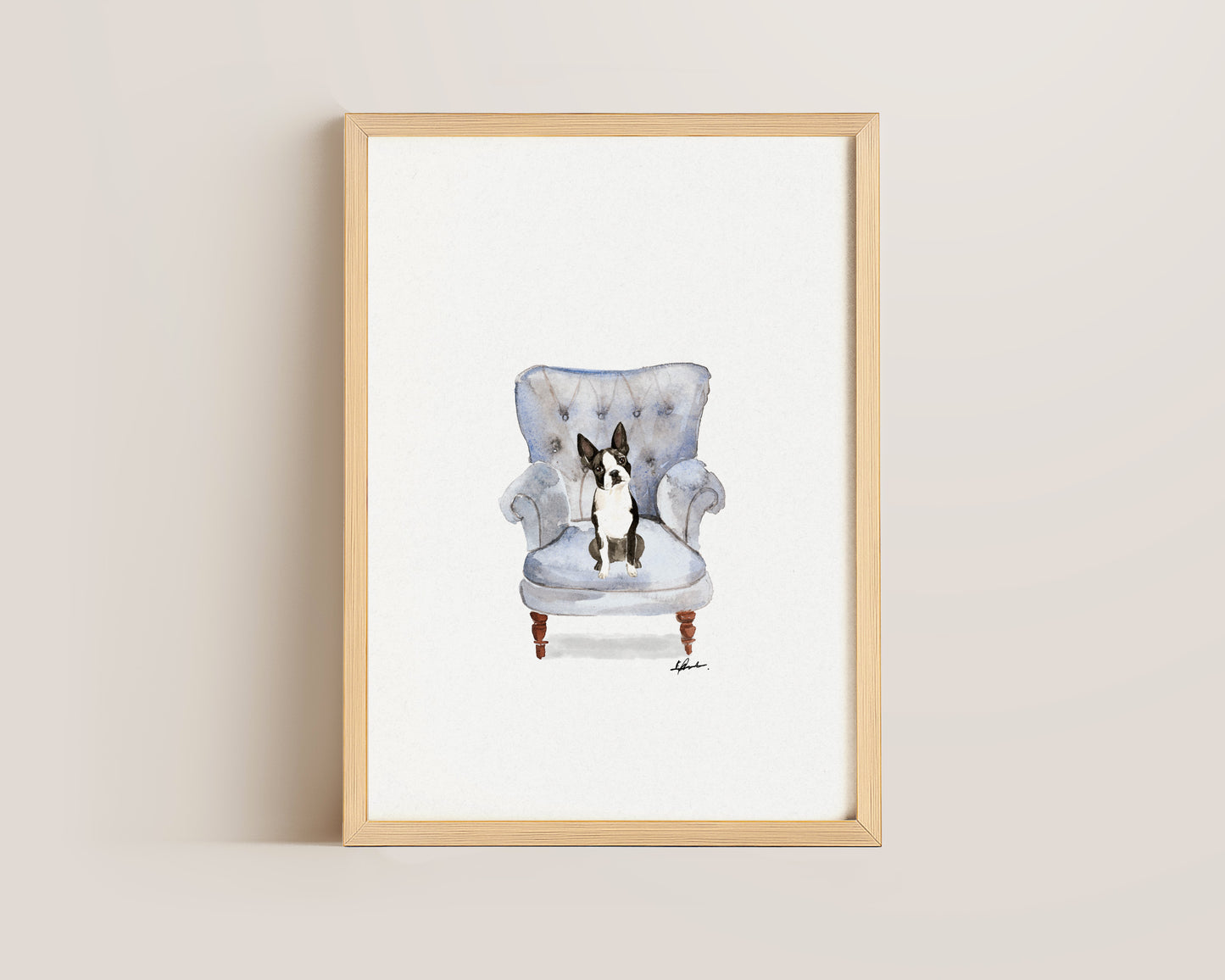 Boston Terrier in Chair Print