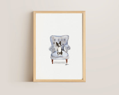 Boston Terrier in Chair Print