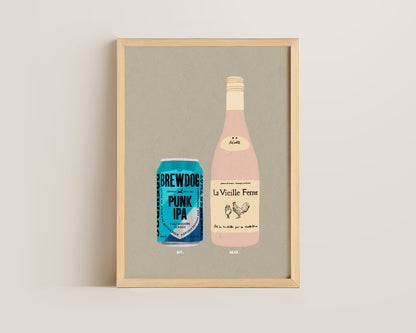 BrewDog & Chicken Wine Print