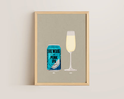 BrewDog & Prosecco Glass Print