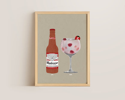 Budweiser & Pink Gin Print