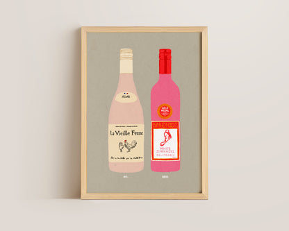 Chicken Wine & White Zinfandel Print