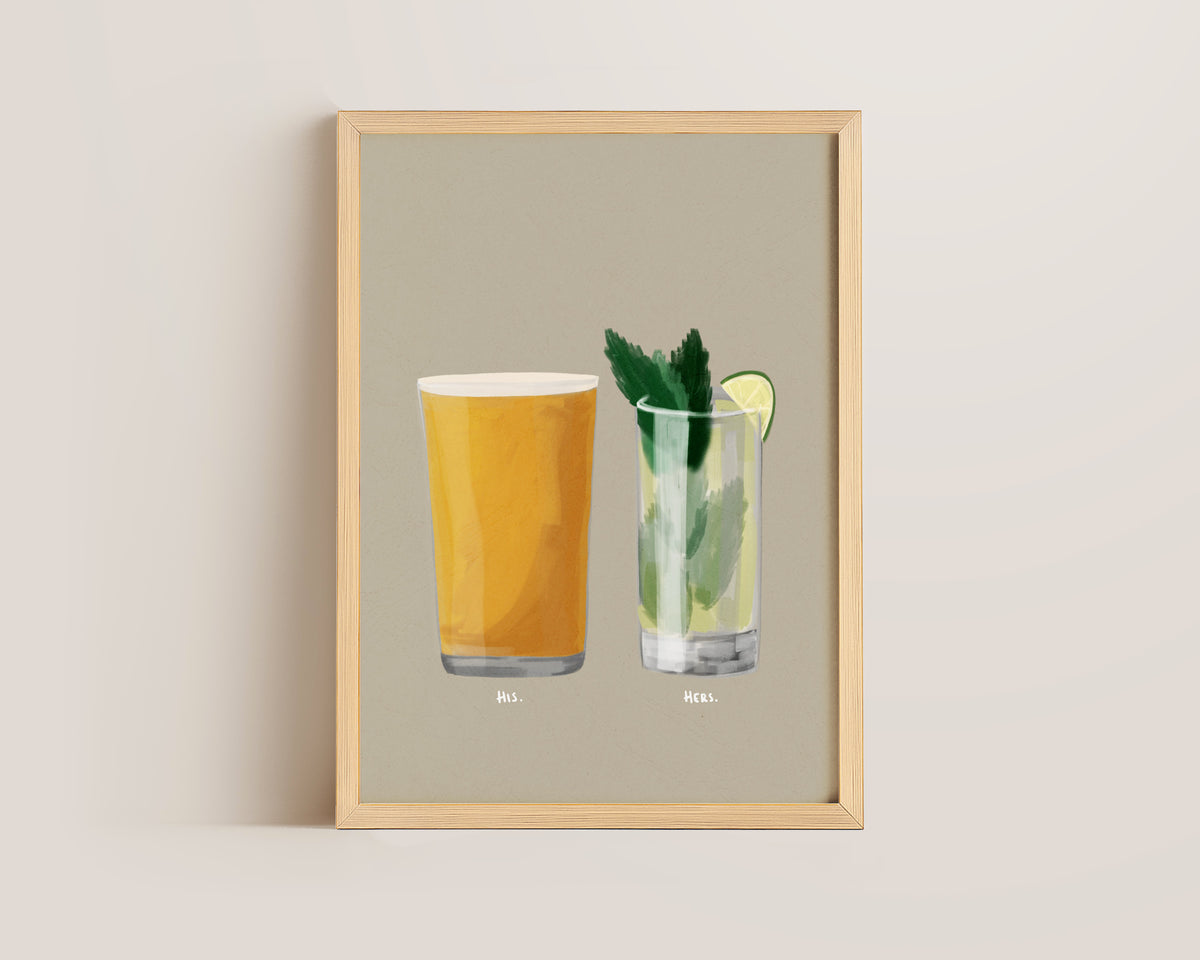 Cider & Mojito Couples Drink Print