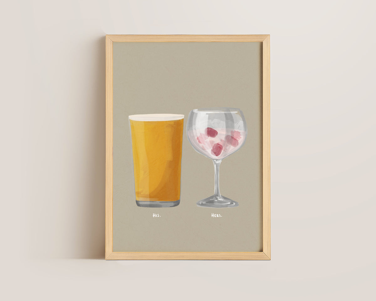 Cider & Pink Gin Couples Drink Print