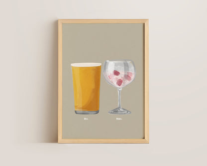 Cider & Pink Gin Couples Drink Print