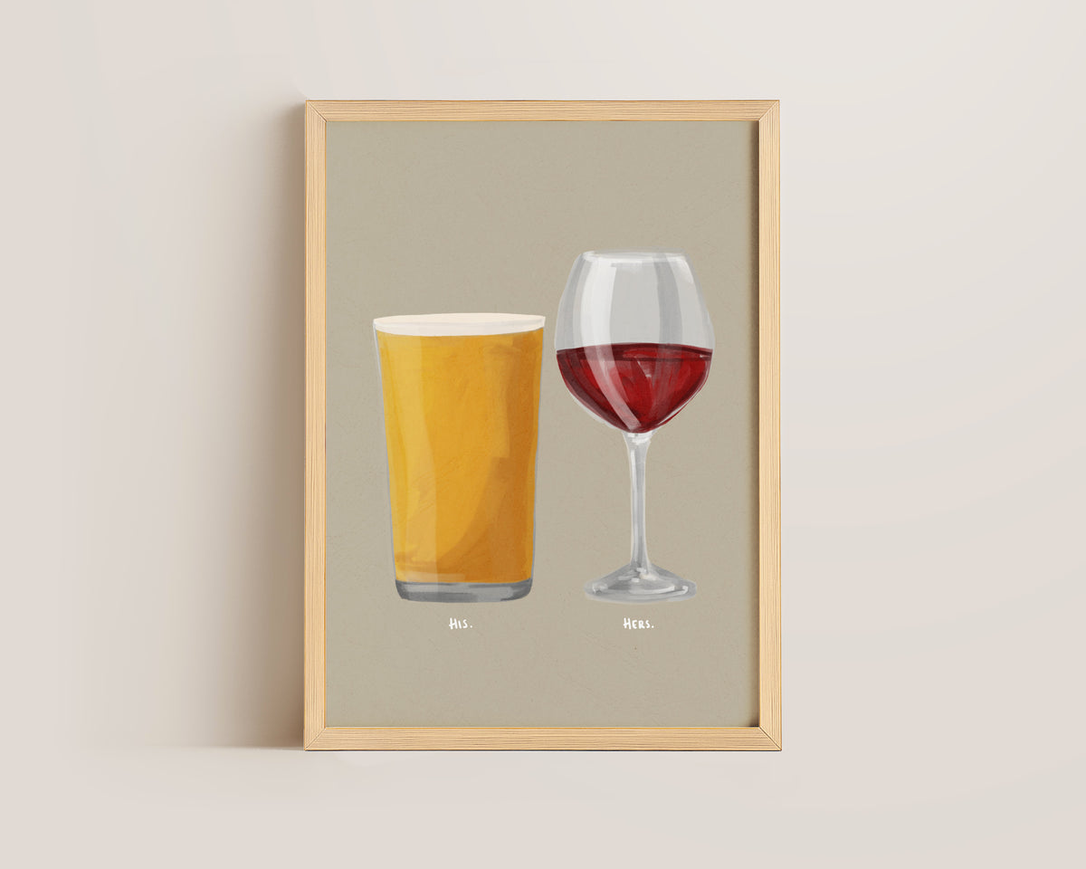 Cider & Red Wine Couples Drink Print
