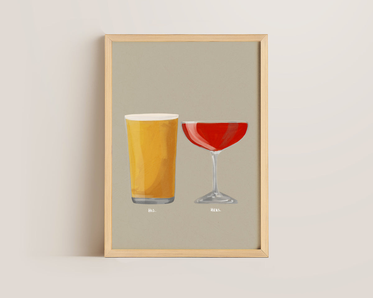 Cider & Strawberry Daiquiri Couples Drink Print