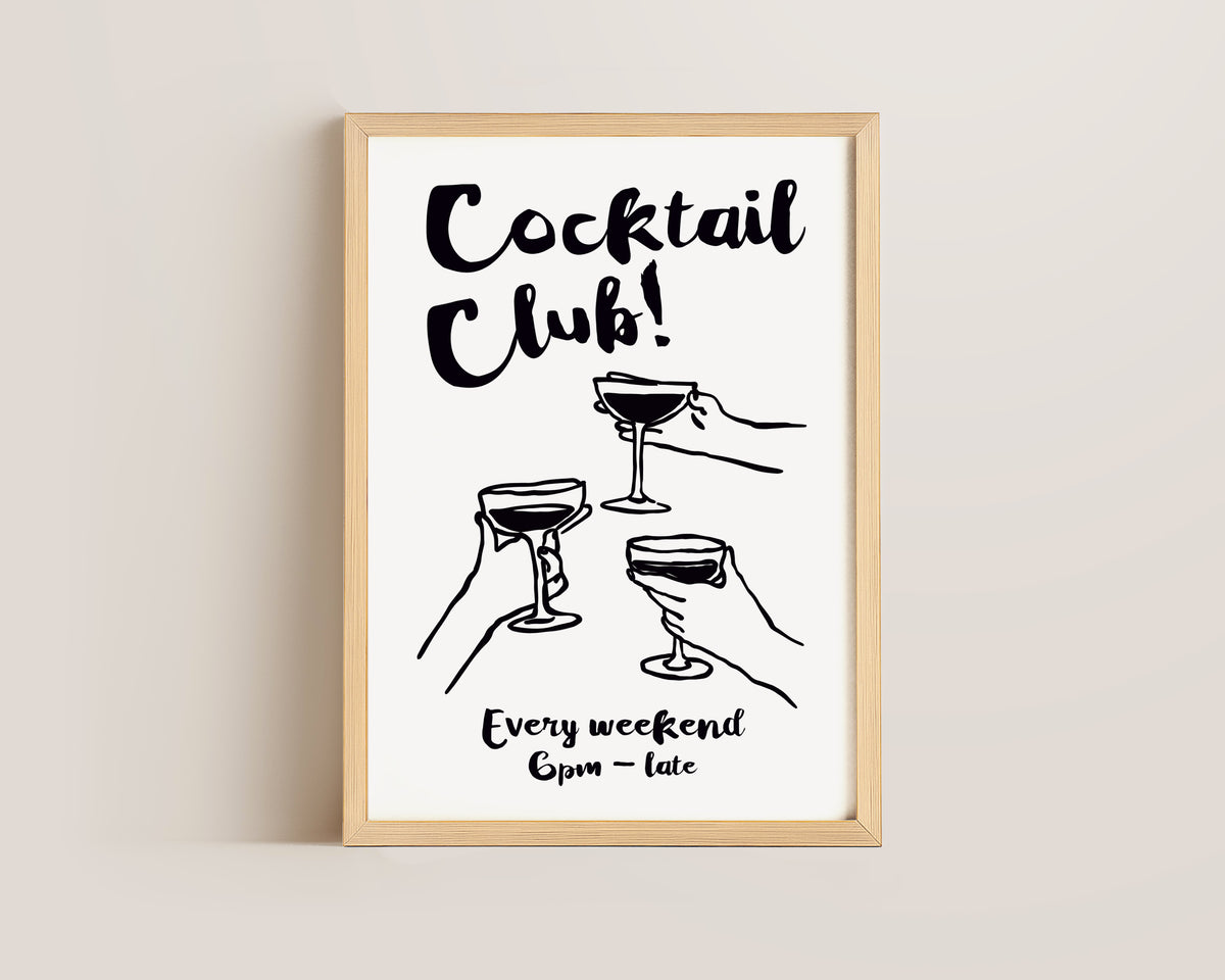 Cocktail Club In Black Print