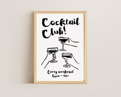 Cocktail Club In Black Print
