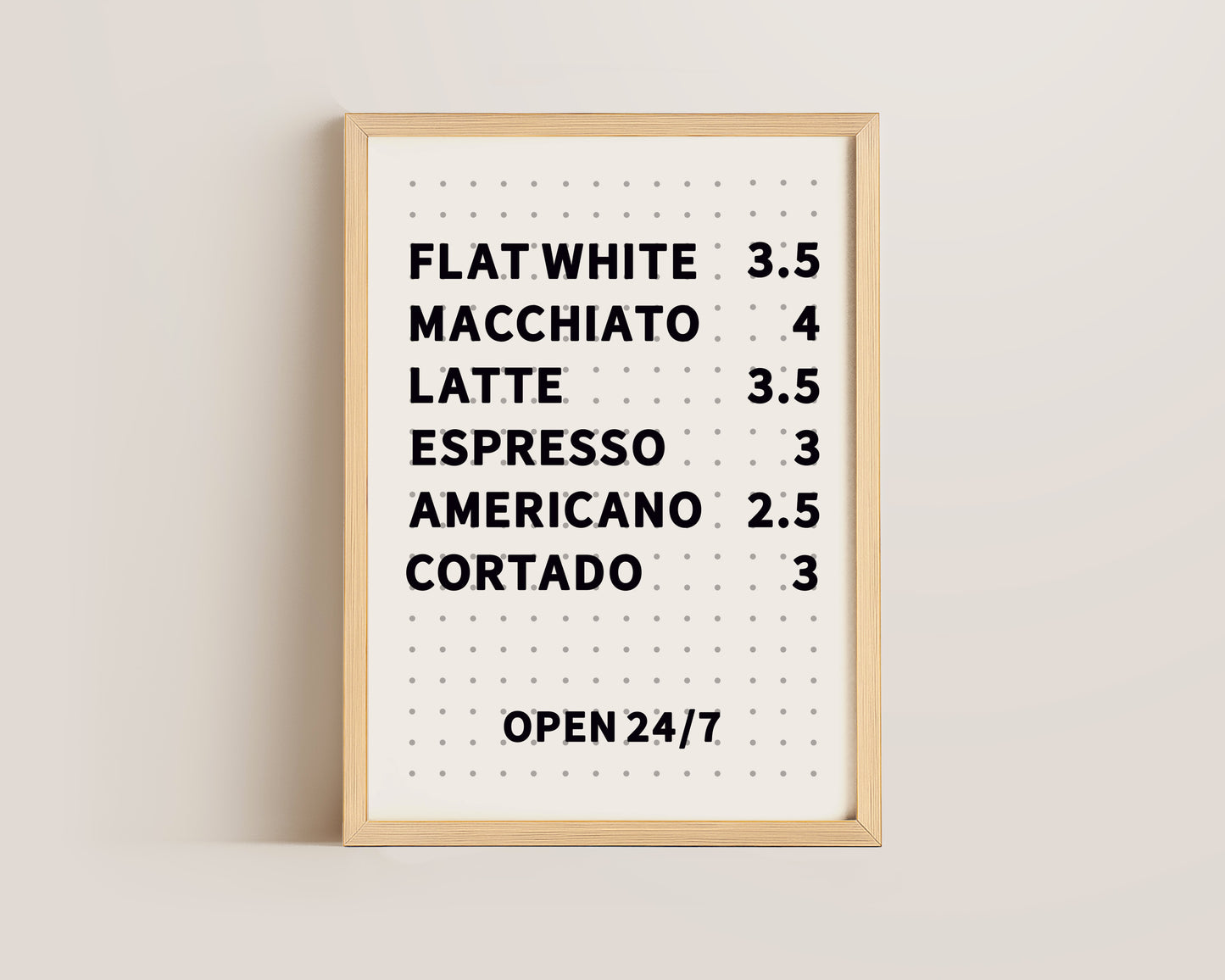 Coffee Menu Board Print