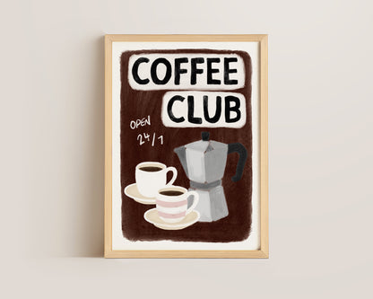 Coffee Club 24/7 Brown Print