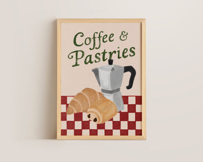 Coffees & Pastries Green Print