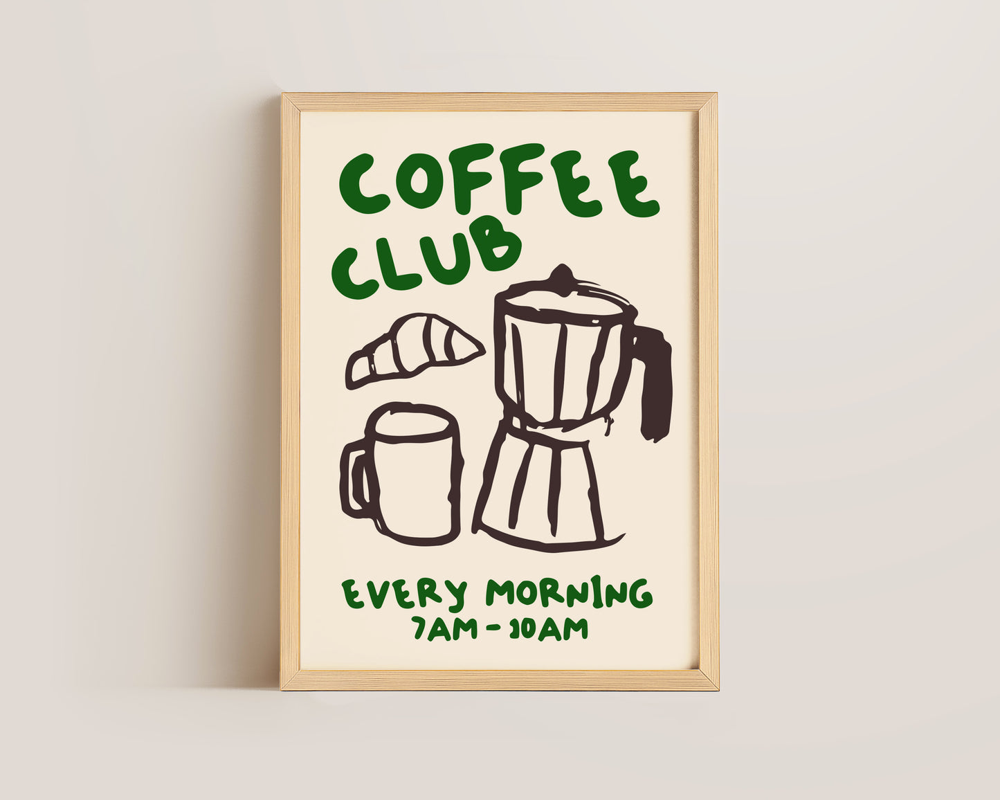 Coffee Club Print In Green