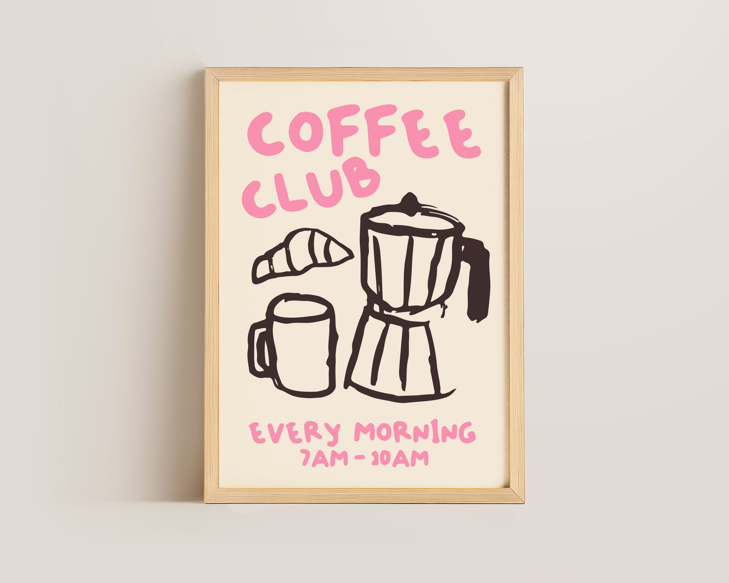 Coffee Club Print In Pink