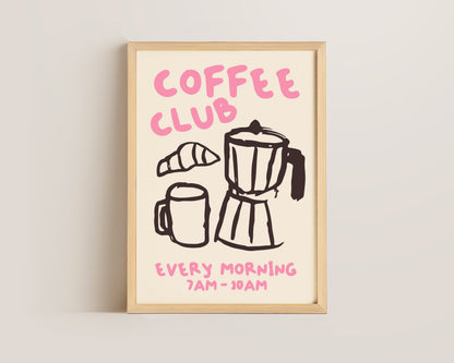 Coffee Club Print In Pink