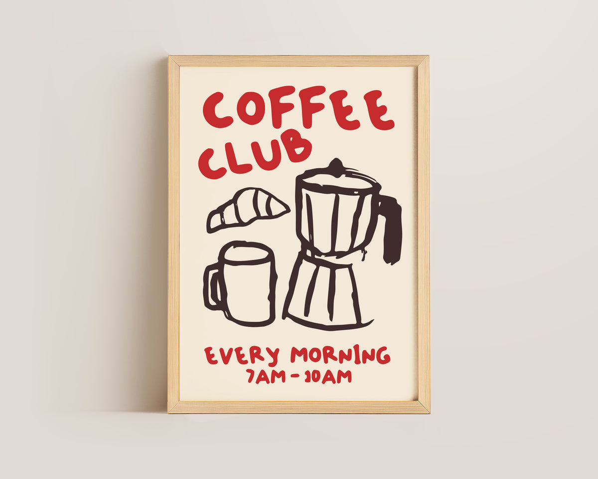 Coffee Club Print In Red