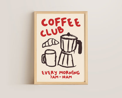 Coffee Club Print In Red