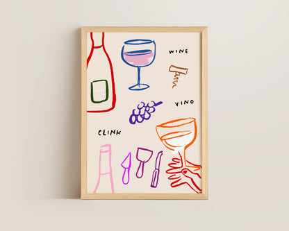 Colourful Wine Print