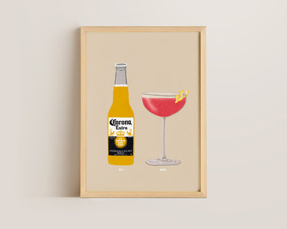 Corona & Cosmopolitan Beige Print