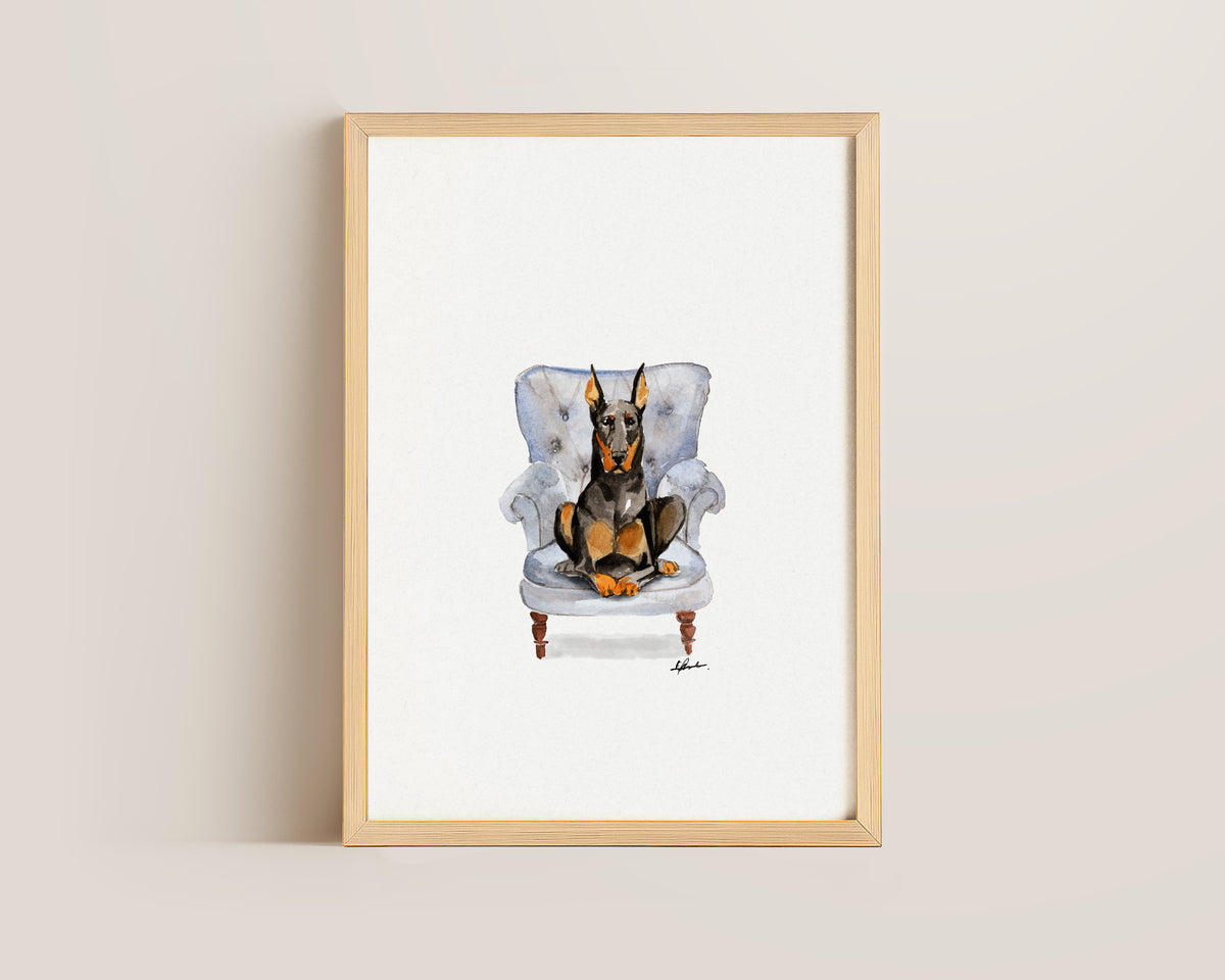 Doberman in Chair Print