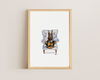 Doberman in Chair Print