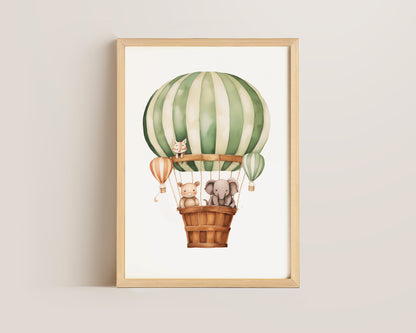 Elephant In Hot Air Balloon Print