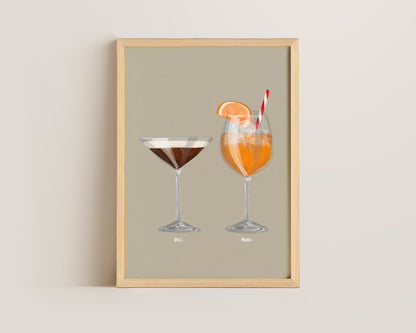 Espresso Martini & Aperol Spritz Couples Drink Print