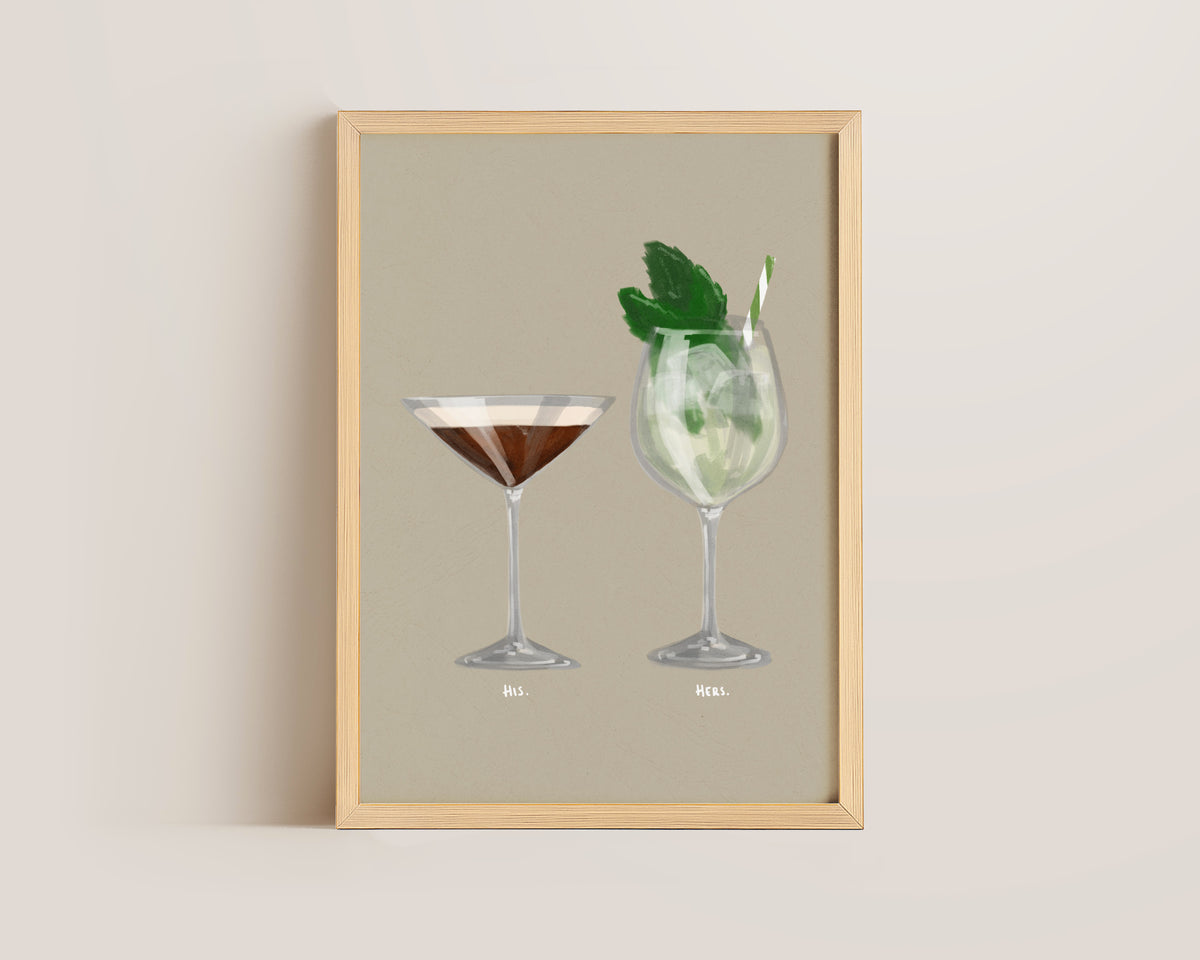 Espresso Martini & Hugo Spritz Couples Drink Print