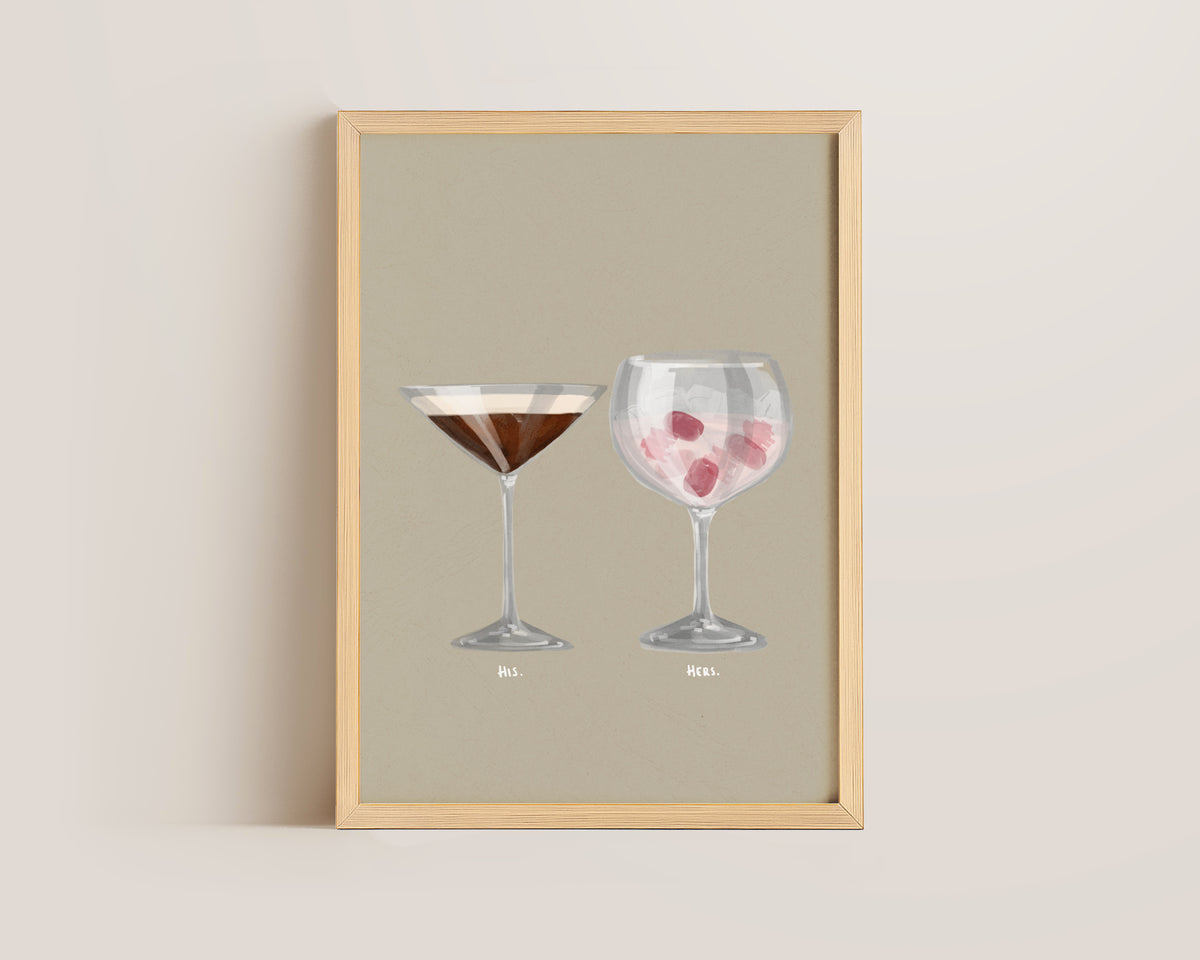 Espresso Martini & Pink Gin Couples Drink Print