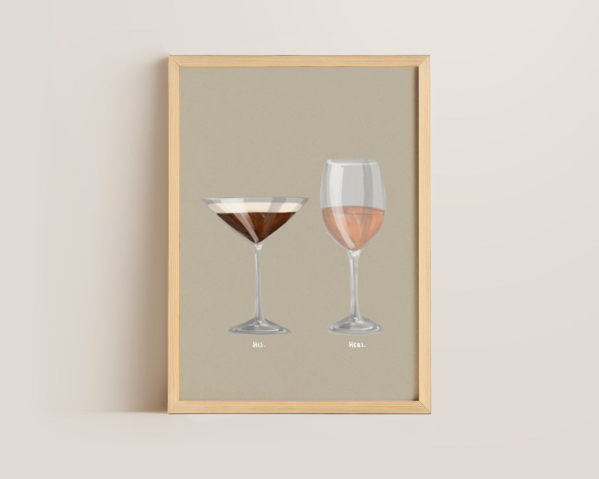 Espresso Martini & Rose Wine Couples Drink Print