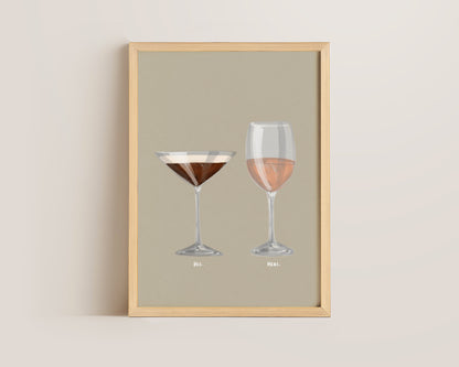 Espresso Martini & Rose Wine Couples Drink Print