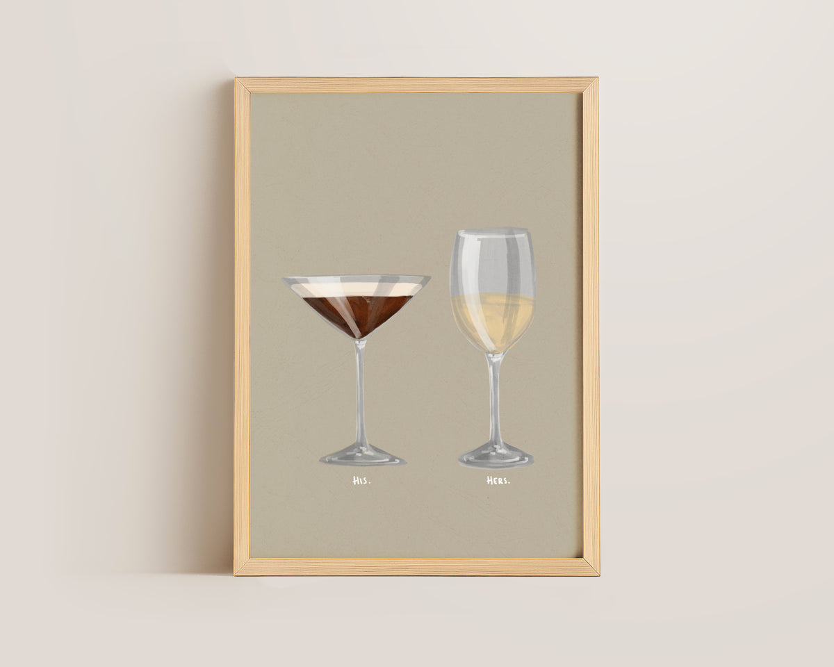 Espresso Martini & White Wine Couples Drink Print