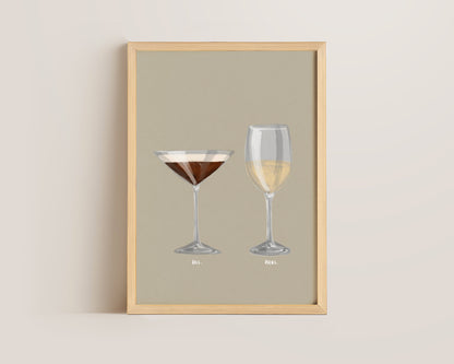 Espresso Martini & White Wine Couples Drink Print