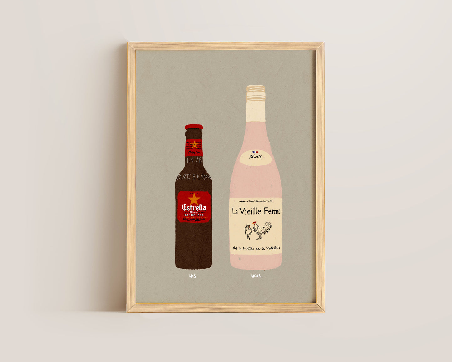 Estrella Bottle & Chicken Wine Print