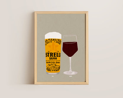 Estrella & Red Wine Print