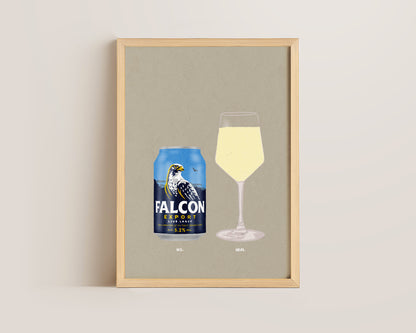 Falcon Beer & White Wine Print