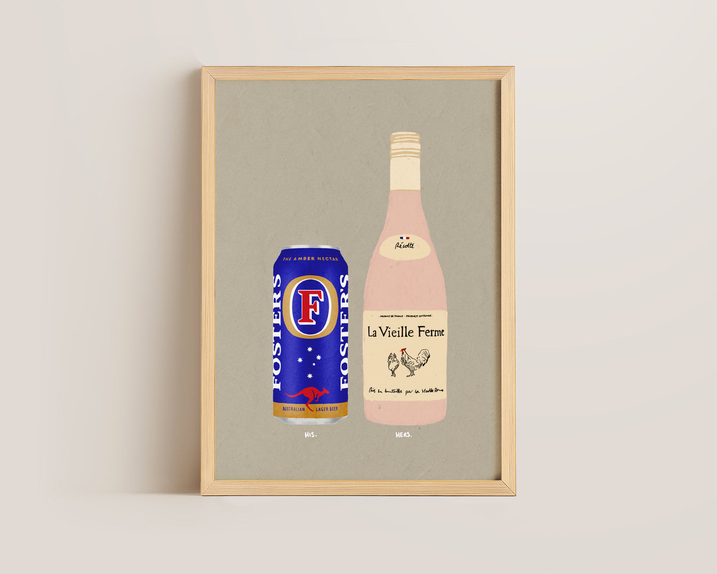 Fosters Can & Chicken Wine Print